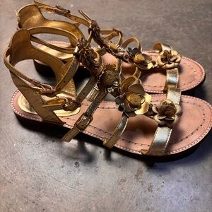 Kate Spade Gold Floral Sandals